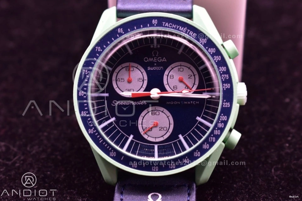 Strap Omega Nylon Earth Moonwatch to Bioceramic x on Quartz Swatch Mission 1228